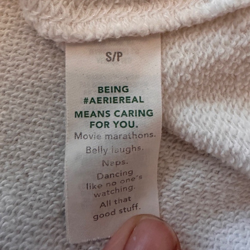 Aerie Sweatshirt Pullover Womens Small Cream Excellent Split Neck Oversized - Picture 4 of 6